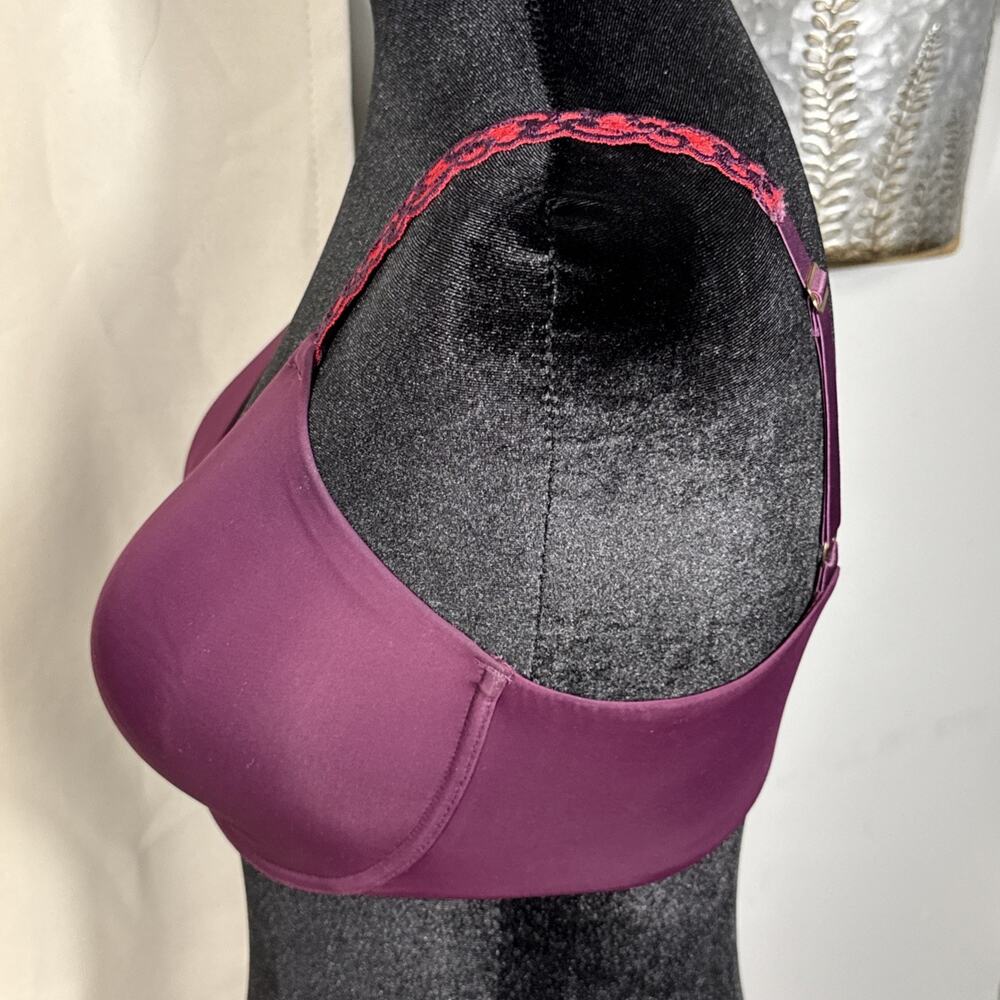 Natori Bra 36DD Purple Plum Molded Underwire Floral Lace Strap Padded - Picture 4 of 6